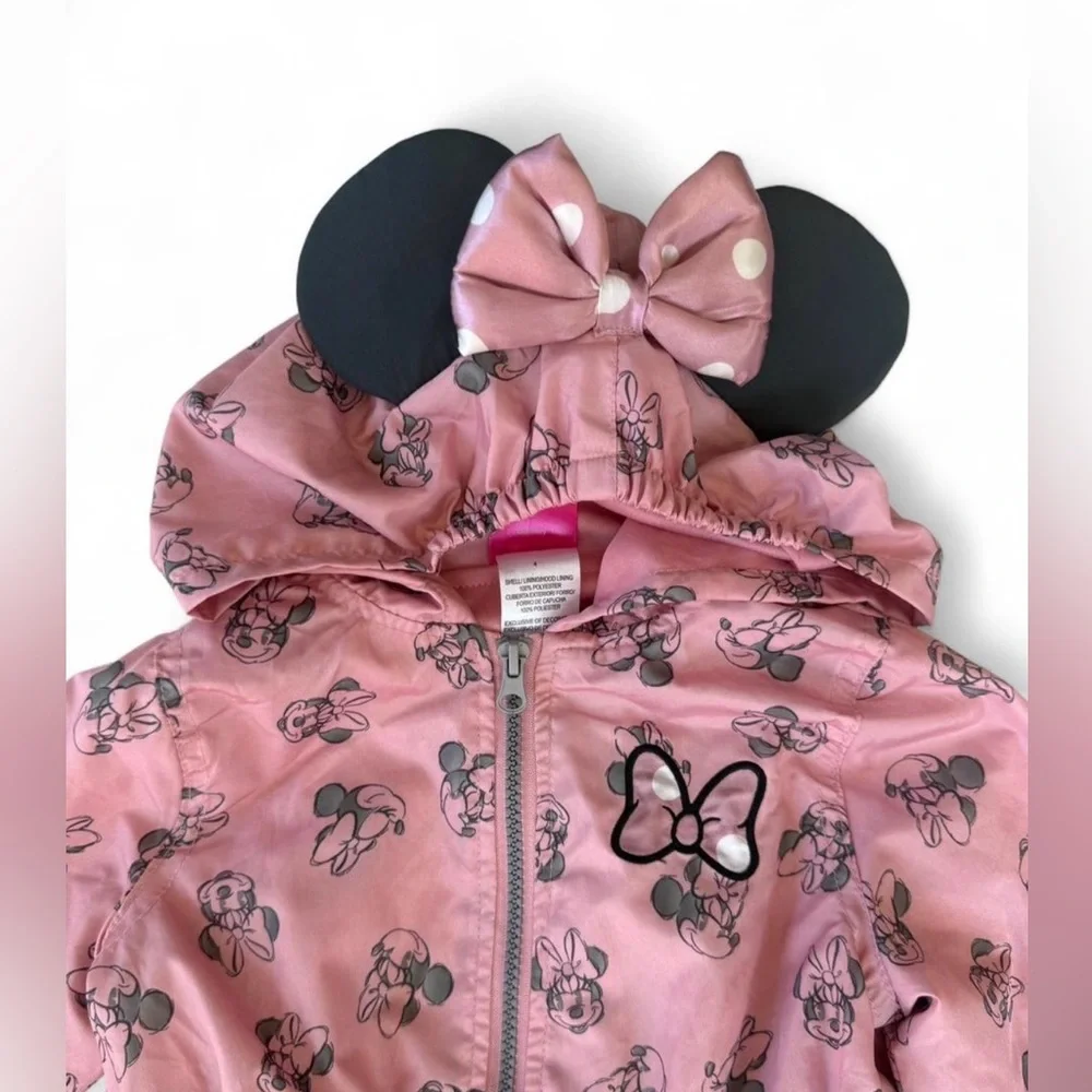Toddler Girls Disney Minnie Mouse Light Rain Jacket with Hood and Ears Size 4T - Picture 3 of 7